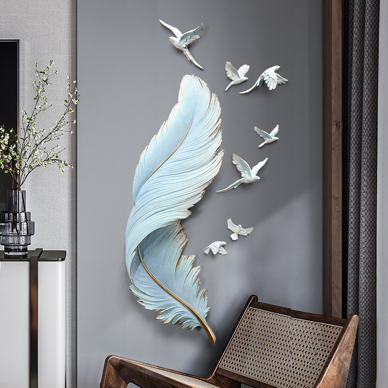 DREA Living Room Hotel decoration Luxury Style Art Large Feather Wall Hanging Home Decor Backdrop