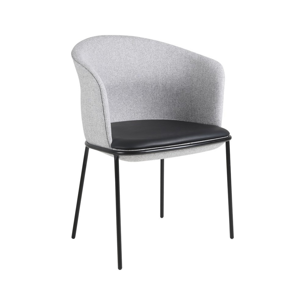 Modern hotel metal frame kitchen chairs metal leg black pu leather padded dining chair for restaurant