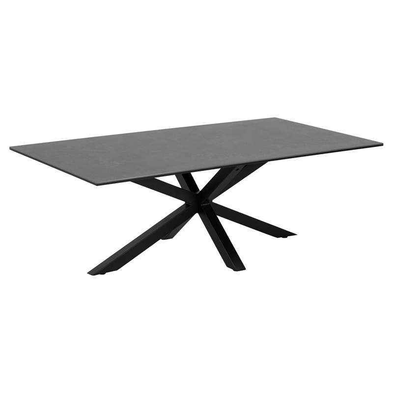 Cheap Price Square Shape Black Sintered Stone Coffee Table With Metal Leg