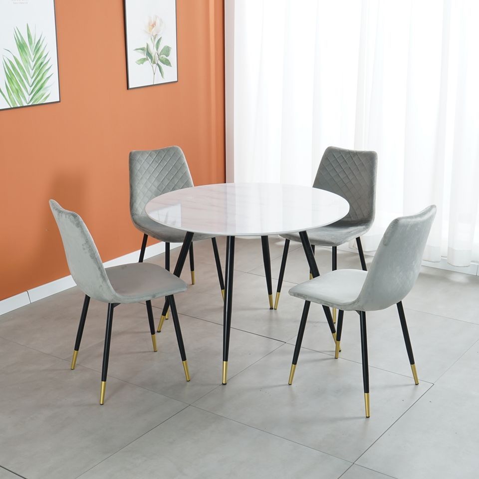 Dining Table and Chair Set Luxury Modern Restaurant Home Dining Room Dinning Table Glass Mdf Wooden Top Round Dining Table Set