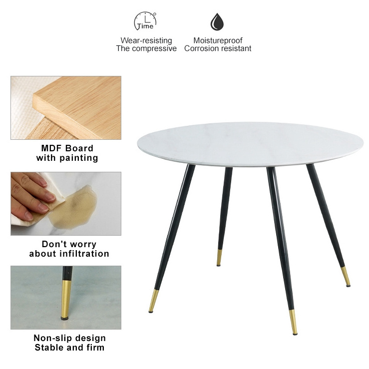 Dining Table and Chair Set Luxury Modern Restaurant Home Dining Room Dinning Table Glass Mdf Wooden Top Round Dining Table Set