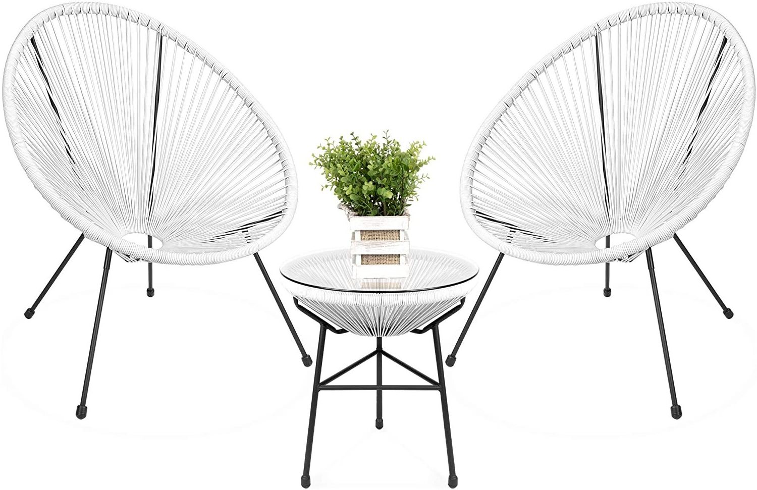 Modern Black Peacock Garden Outdoor Furniture Patio Rope Cane Ratan Chair Table and Chairs Outdoor Woven Rattan / Wicker Chairs