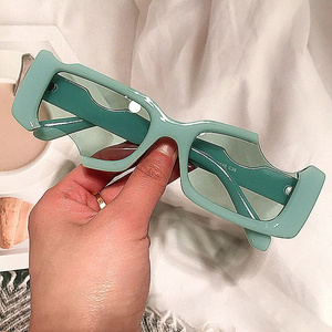 Fashion Small Square Frame Blue Pink Sunglasses For Women Vintage Brand Gradient Sun Glasses Men Hip Hop Shades Green