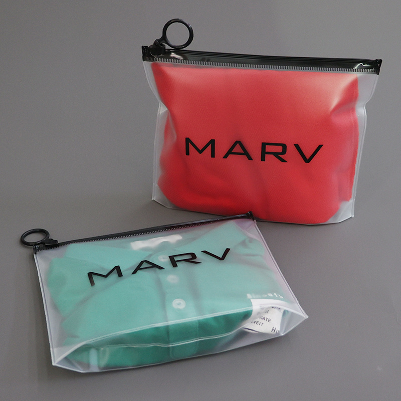 High quality Pull Ring  zip lock bag frosted PVC EVA PE zipper bag for clothing packaging