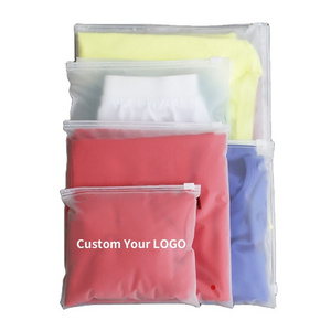 Custom LOGO Print Frosted Plastic bag Clothes Shoes Jeans T-shirt Hoodies Zip Lock Clothing Packaging Frosted Zipper Bags