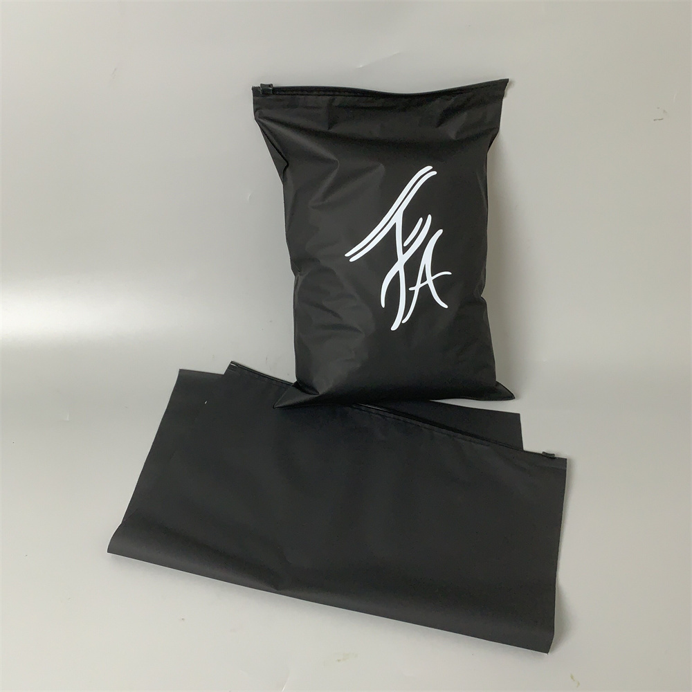 Hot Sale Waterproof Black Frosted Matte Customized printing logo plastic packaging zipper bag slider zip lock for clothes