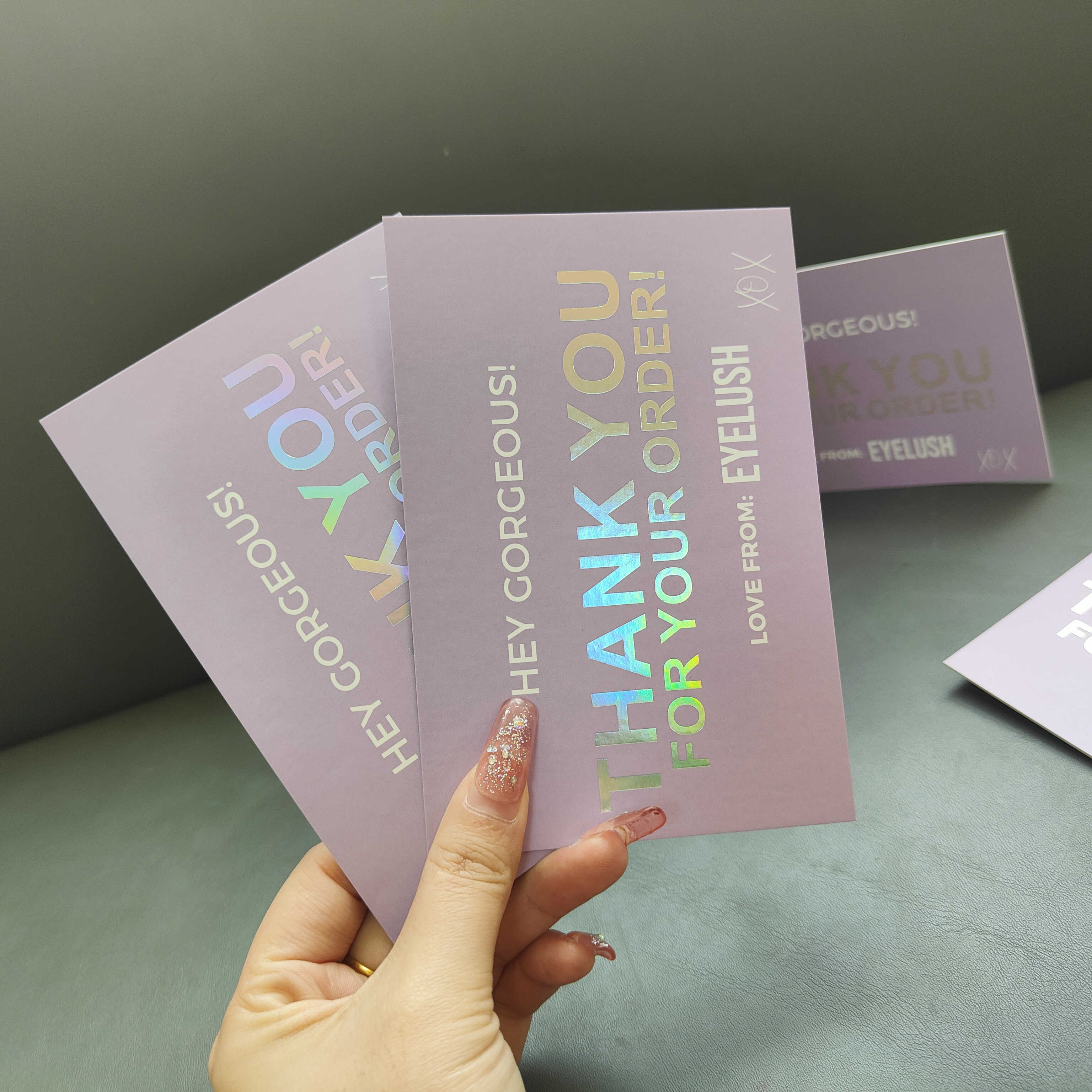 Custom 800GSM Color paper Business Thank you cards High quality holographic printing - Buy thank you cards, business thank you c