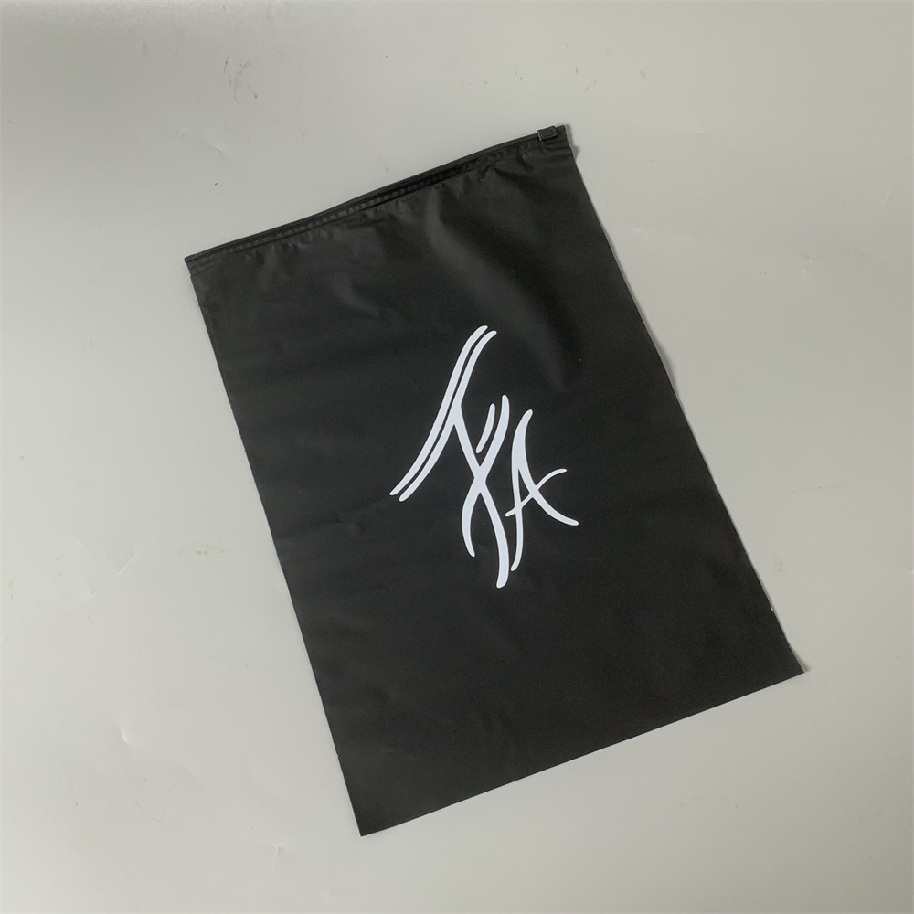 Hot Sale Waterproof Black Frosted Matte Customized printing logo plastic packaging zipper bag slider zip lock for clothes