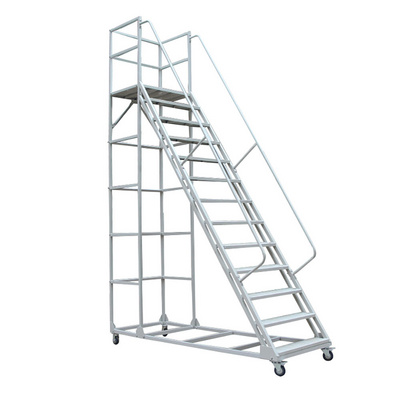 Warehouse Order Picking Carbon Steel Steps Mobile 3M Platform Ladder