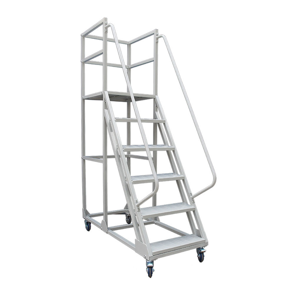 Warehouse Climbing 4 Wheeled Movable Large Steel Platform Portable Step Ladder