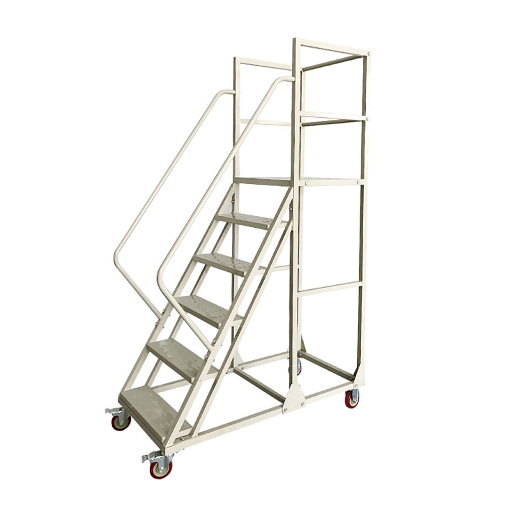 Warehouse Climbing 4 Wheeled Movable Large Steel Platform Portable Step Ladder