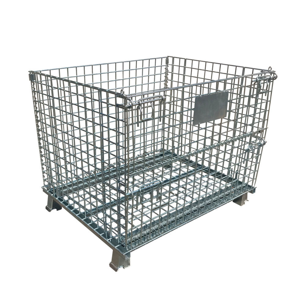 Warehouse Usage Heavy Duty Storage Stackable Foldable Galvanized Steel Wire Cage Stillage