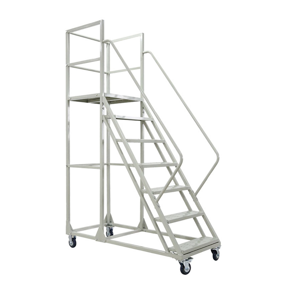 Warehouse Use Steel large Work Platform 6 Steps Metal Safety Cargo Mobile Ladder