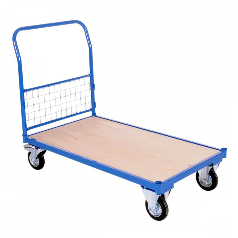 Warehouse Material Handling Carbon Steel Wire Mesh Sides Platform Trolley