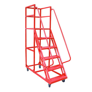 Industrial Climbing Movable Powder Coated Steel Platform Multi Step Ladder