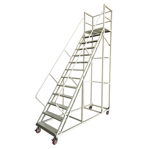 Warehouse 3M Climb Order Picking Iron Mobile 12 Steps Platform Ladder