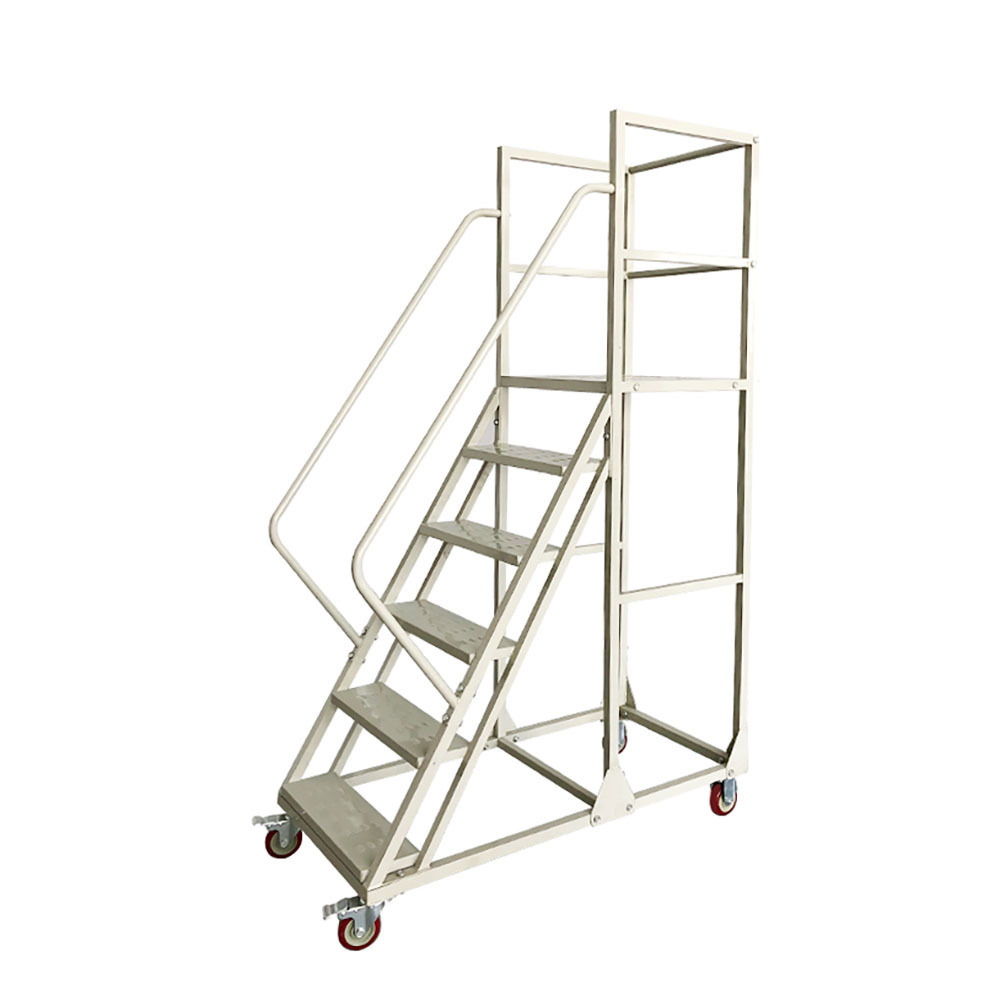 Warehouse Climbing 4 Wheeled Movable Large Steel Platform Portable Step Ladder