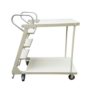 Heavy Duty Two Metal Deck Warehouse Order Picking Trolley with Steps