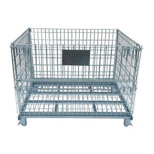 Warehouse Usage Heavy Duty Storage Stackable Foldable Galvanized Steel Wire Cage Stillage