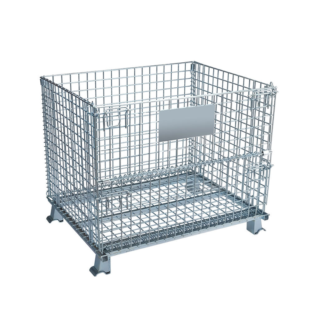 Warehouse Usage Heavy Duty Storage Stackable Foldable Galvanized Steel Wire Cage Stillage