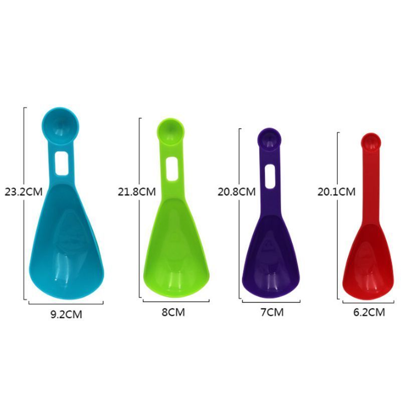 Lixsun 4Pcs Plastic Measuring Spoon Cup Set For Plastic Kitchen Measuring Scoops Set