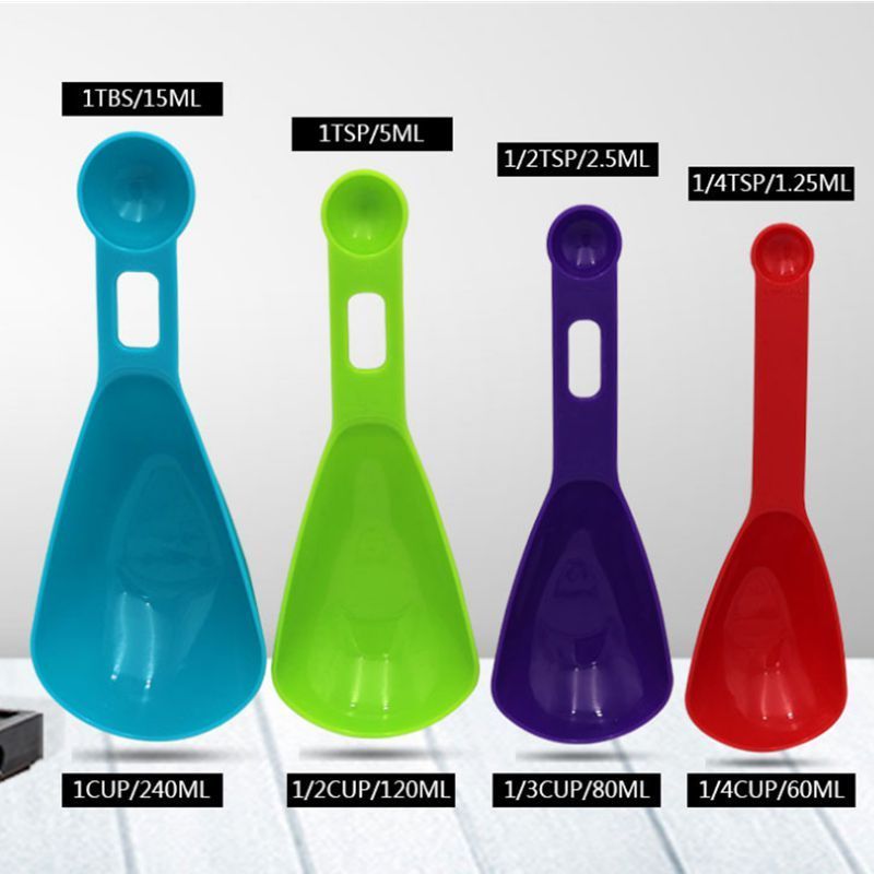 Lixsun 4Pcs Plastic Measuring Spoon Cup Set For Plastic Kitchen Measuring Scoops Set