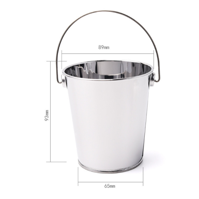 Metal Stainless Steel Ice Bucket,Mini French Fries Bucket with Carrying Handle