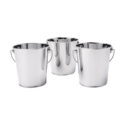 Metal Stainless Steel Ice Bucket,Mini French Fries Bucket with Carrying Handle