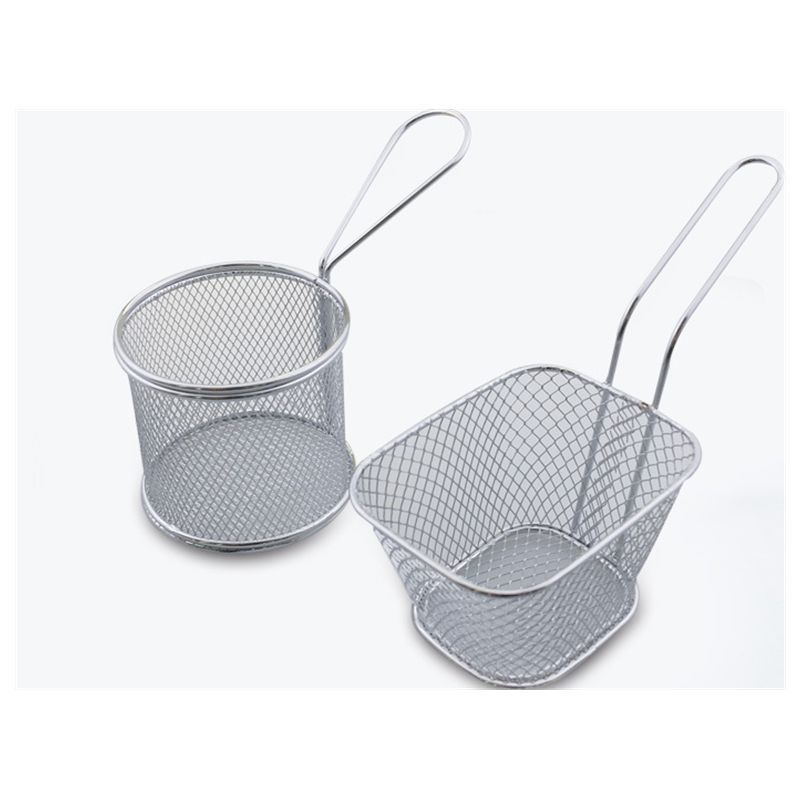 Lixsun Food Grade Stainless Steel Taco Mini Chip French Fries Serving Wire Basket Mesh Strainer For Fried Chicken