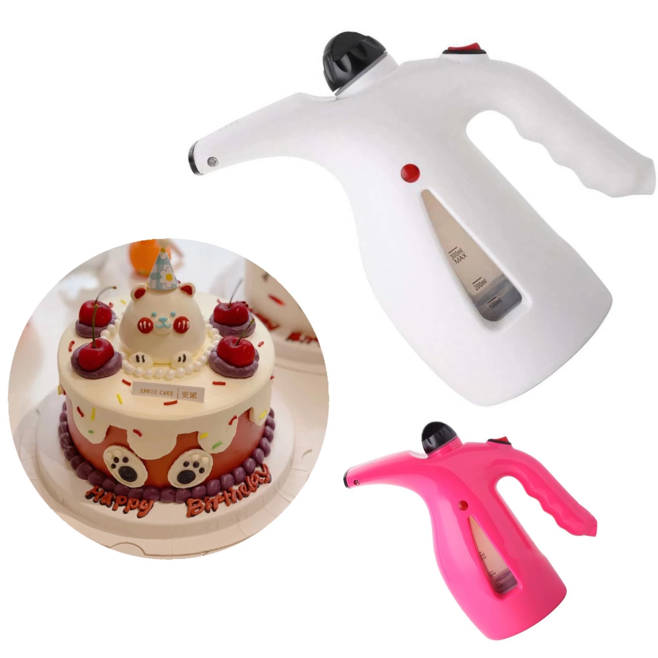 Lixsun Cake Steamer  Handheld Electric 350ml Big Capacity Wrinkle Remover Steaming Fondant Icing Cake Decorating Baking Tools