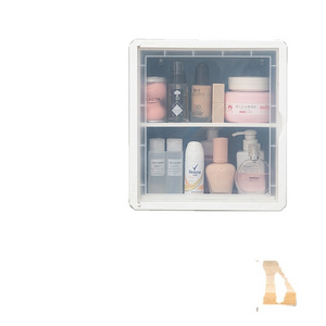 Open Door Design Cosmetics Storage Box Desktop Simple Drawer Type Organizer Dresser Lipstick Skin Care Shelf