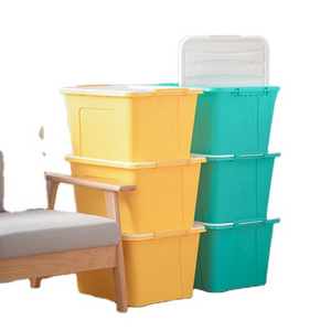 Household Organizer Multi Purpose Large Colorful Laundry Latch Container Plastic Storage Box with Lids and Wheels