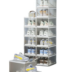 Plastic Stackable Foldable Shoes Organizer Transparent Sneaker box Display Box Organizer of Shoes Storage Boxes