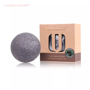 Janpan 100% Natural Bamboo Charcoal Konjac Sponge Biodegradable biodegradable black sponge