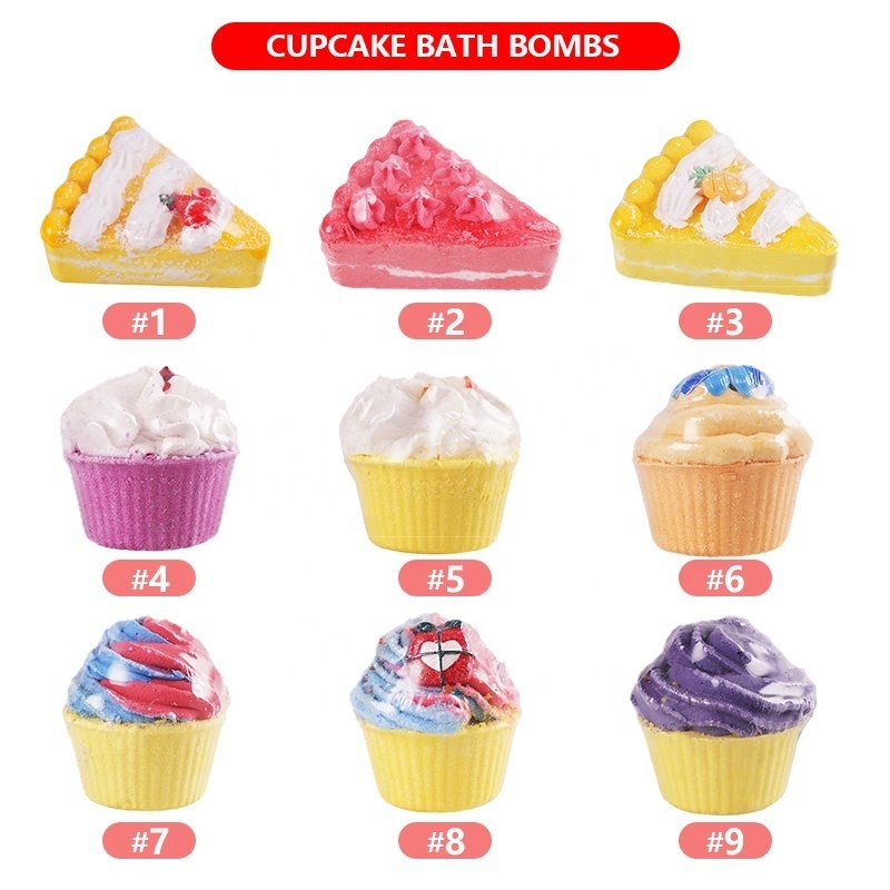 Wholesale Bulk Custom Natural Handmade Kids Cute Cake Bubble Fizzy Cupcake Kids Bath Bombs