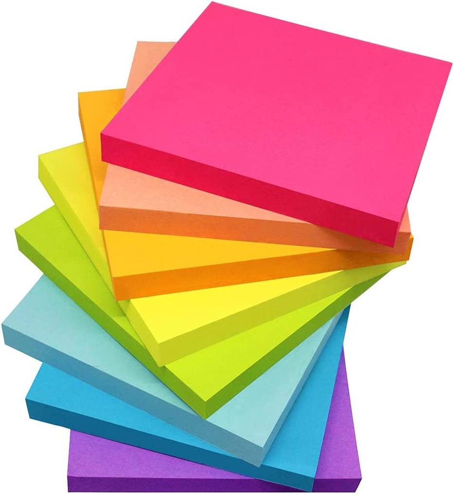 8 Pack Sticky Notes 3x3 Inches Bright Colors Self-Stick Pads Easy to Post for Home Office Notebook 82 Sheets/pad