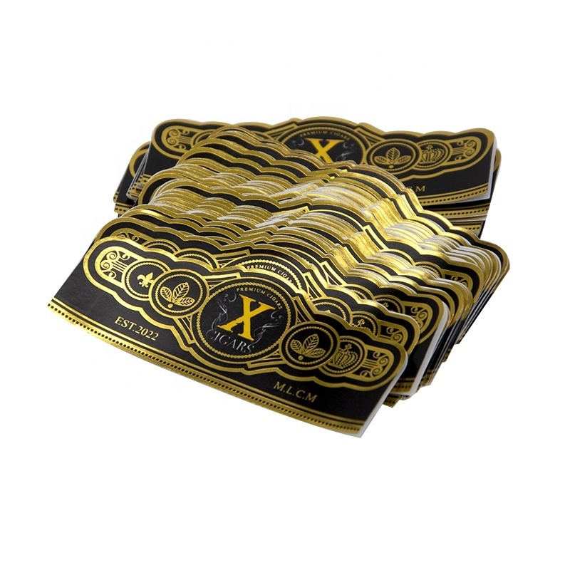 custom private seal gold foil cigar band ring packaging labels stickers printing