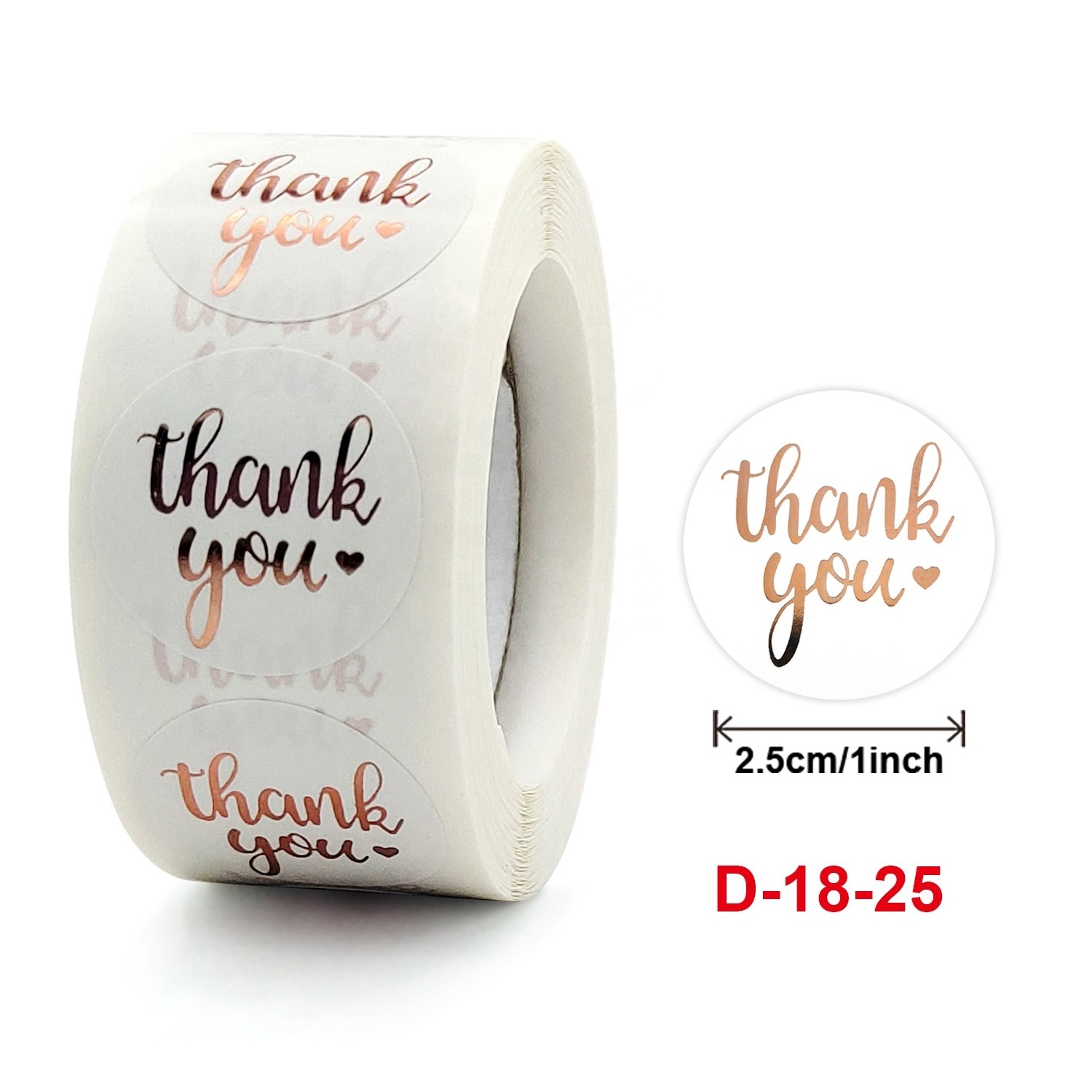 custom logo self adhesive shopping wedding round roll gold 500 label 1.5inch 2inch thanks you sticker