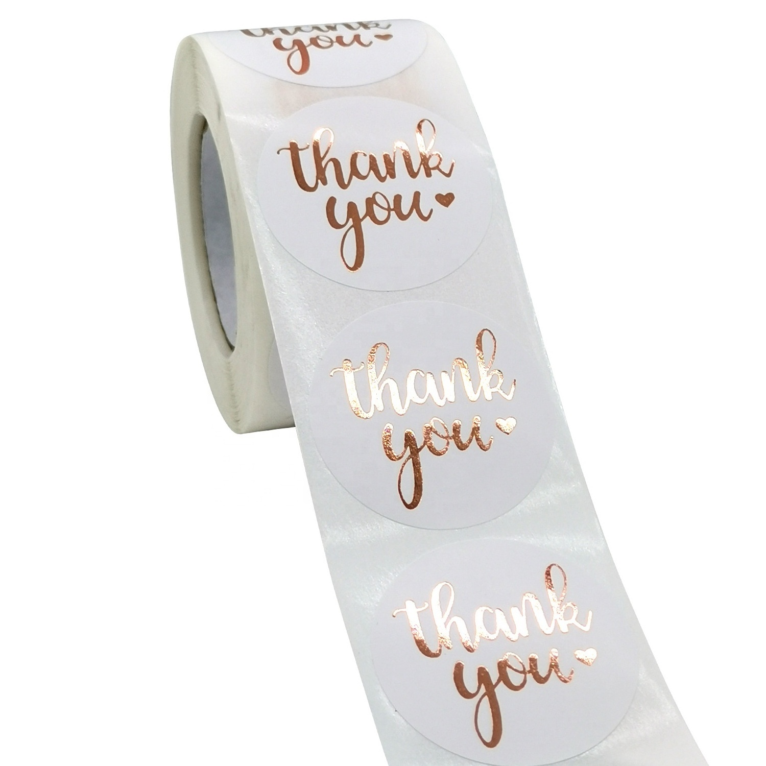 custom logo self adhesive shopping wedding round roll gold 500 label 1.5inch 2inch thanks you sticker