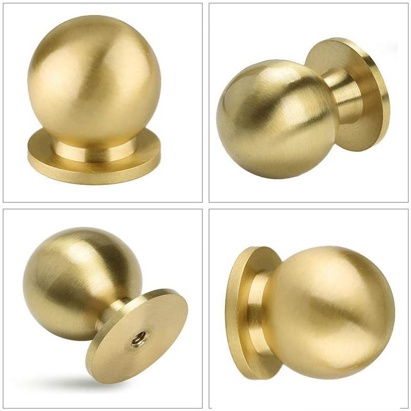 Round Solid Brass Knobs Cabinet Drawer Small Handle Modern Style Pull