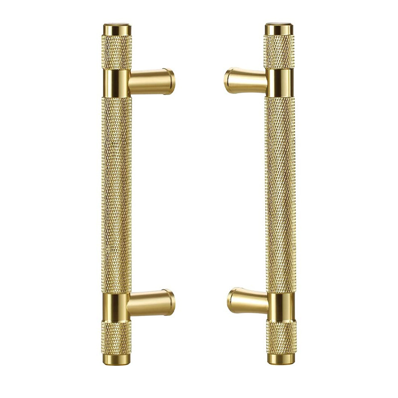 China Supplier Brass Decorative Knurled Cabinet Double Holes Hardware Pull Handle Hardware