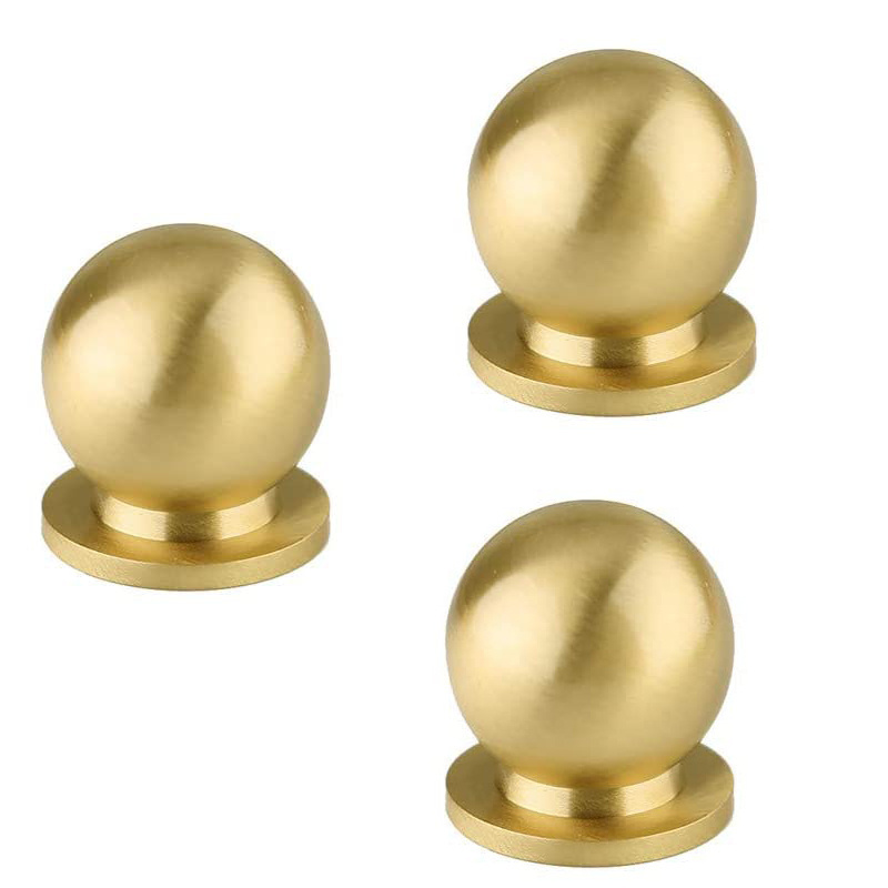 Round Solid Brass Knobs Cabinet Drawer Small Handle Modern Style Pull