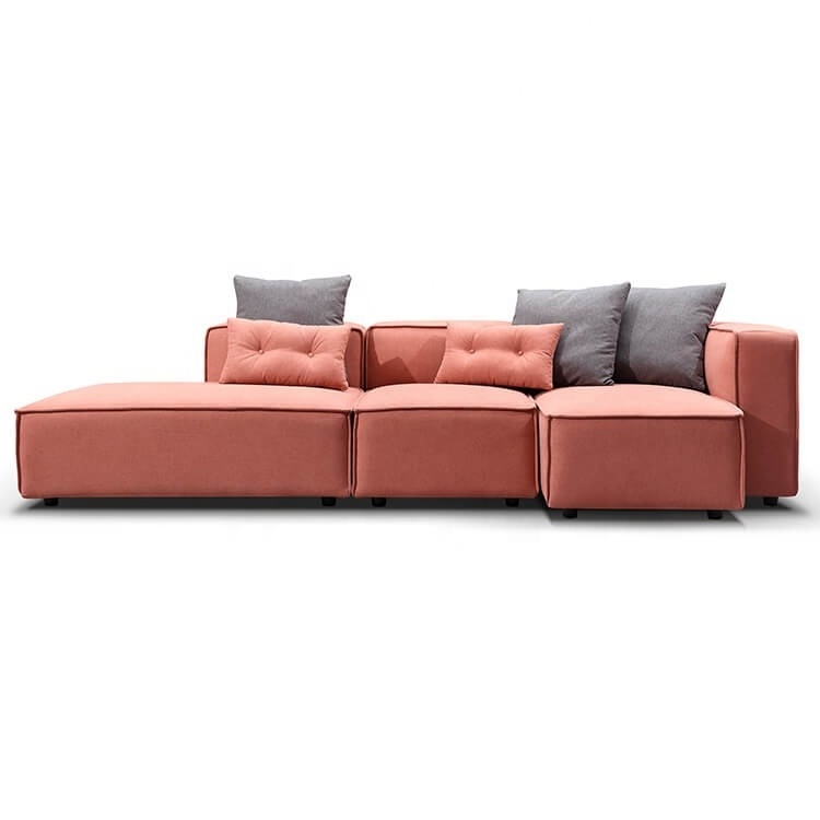 Fabric/Synthetic Leather Material Furniture High quality Living Room Elegant Modern Velvet Foam Modular Pink Sectional Couch