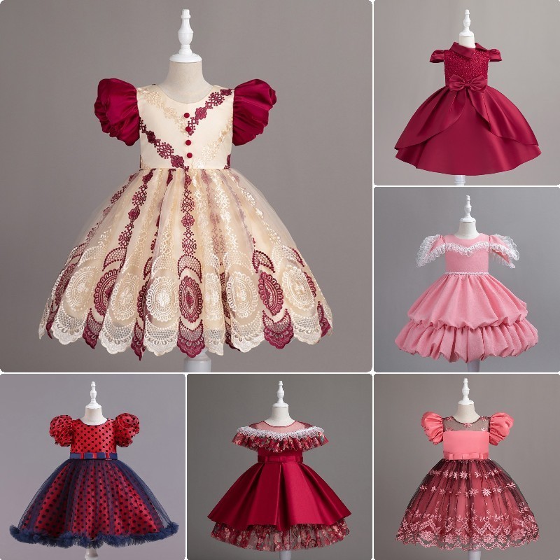 OA OEM ODM Custom Hot sale Colorful Girl Cake Design Party Gown Kids Rainbow Princess Fancy Dress Children Flower Girl Dresses