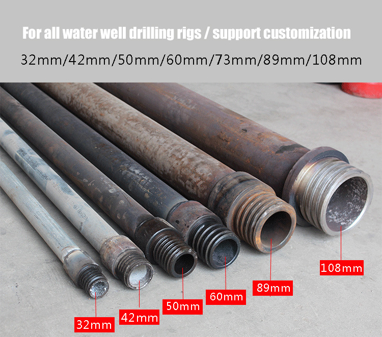 42mm round drill rod /drill pipe 1.5m or 2.0m Length for Water well drilling rigs