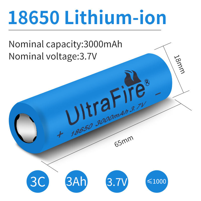 UltraFire 18650 3000mAh 3.7V Li-ion Rechargeable Battery for LED Flashlight