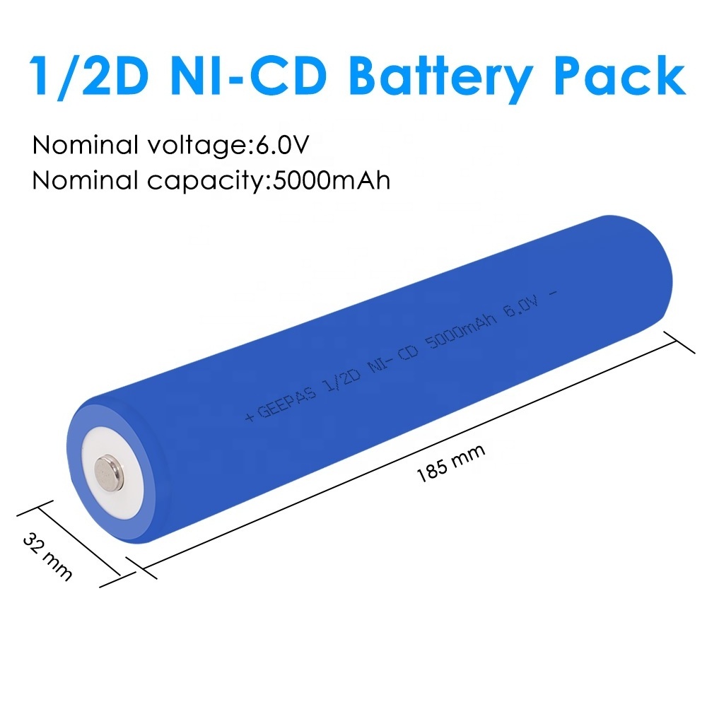 1/2D Ni-CD 6V 5000mAh Flashlight Battery Pack- Replacement For Streamlight, GE/Ericsson, Gates, Maglite Battery