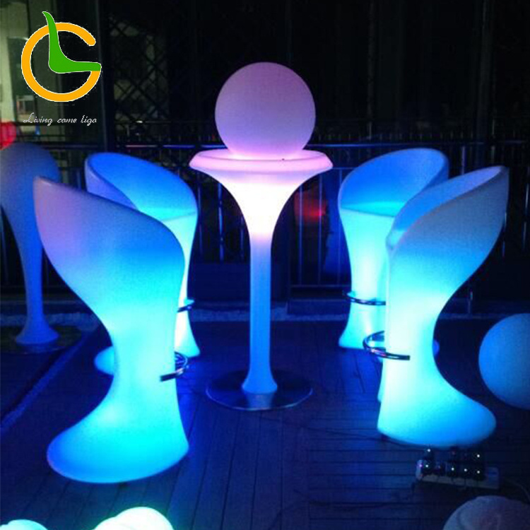 Modern waterproof rechargeable high table led coffee table glowing led bar table for nightclub