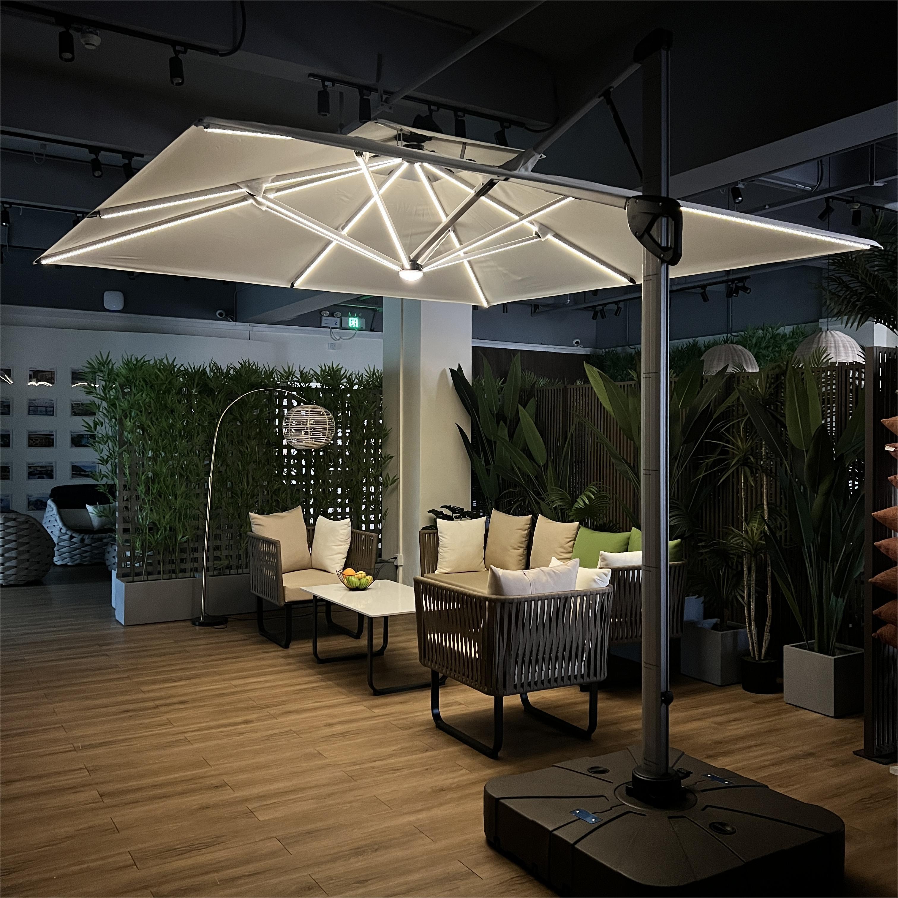 New Deign Bases For Outdoor Sun LED Light Patio parasol Roman umbrella For Garden Shading