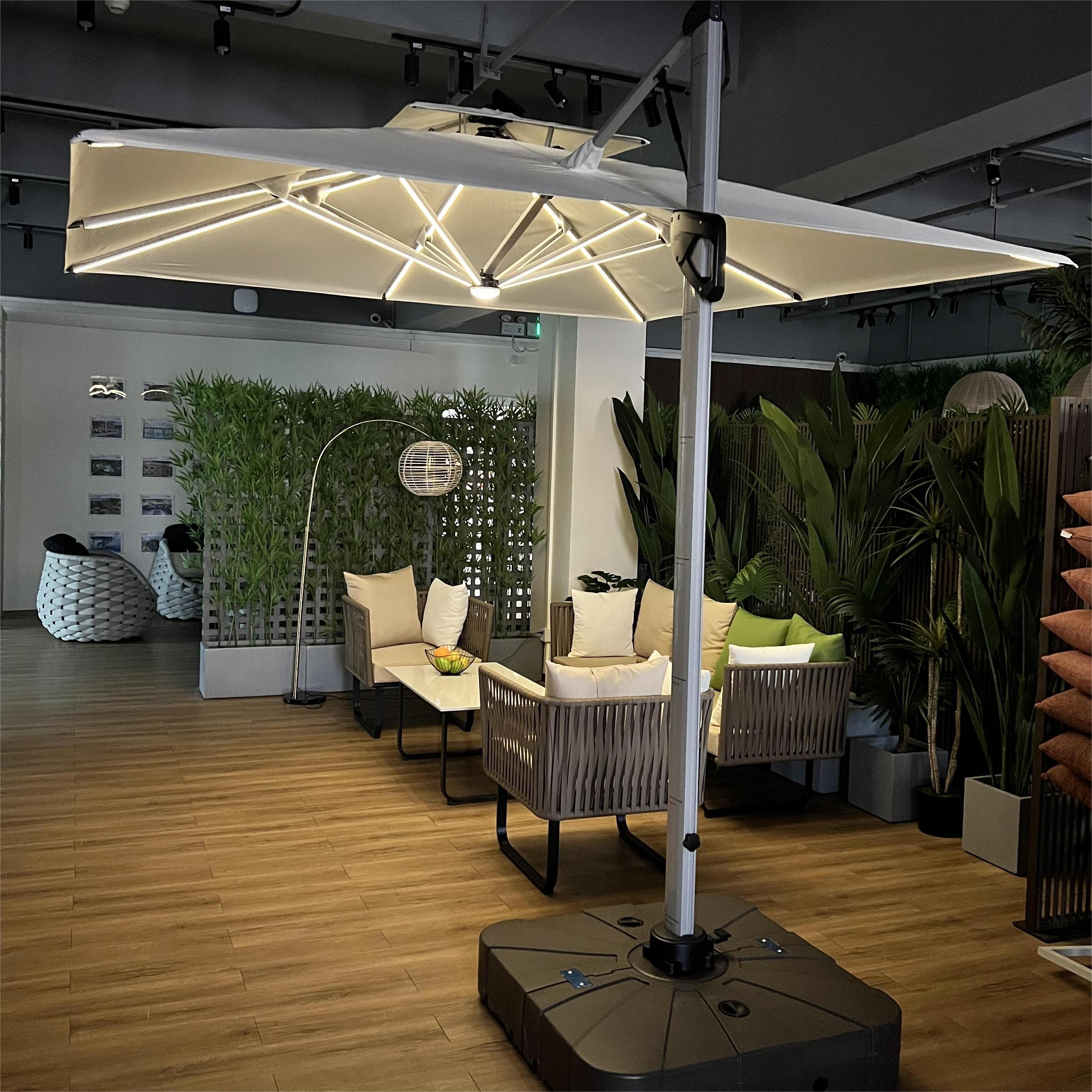 New Deign Bases For Outdoor Sun LED Light Patio parasol Roman umbrella For Garden Shading